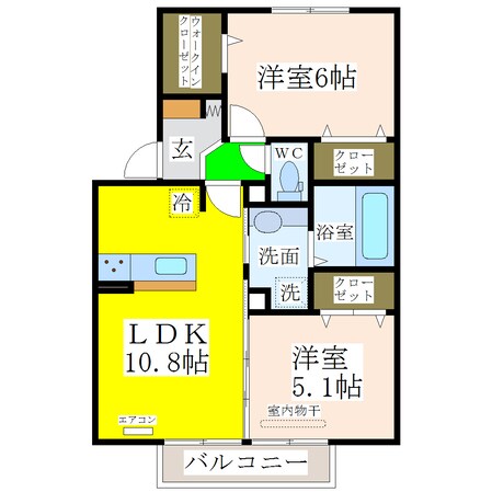 羽犬塚駅 徒歩56分 2階の物件間取画像